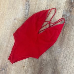 Red Open Back And Plunge Bodysuit